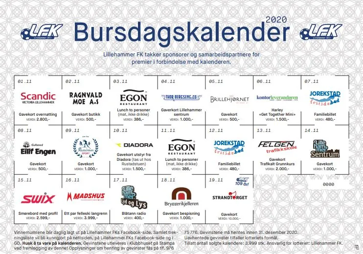 Trekningsliste Bursdagskalender